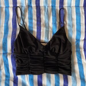 Urban Outfitters black cami. UO Moonbeam Ruched Mesh Cami. Best first s-m.